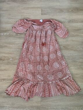 Cleobella Joely Organic Cotton Southwestern Boho Western Midi Dress Size S